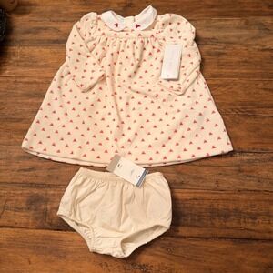 Ralph Lauren Baby Girls Ivory Red‎ Reindeer Velour Dress Bloomer Set 9M Holiday